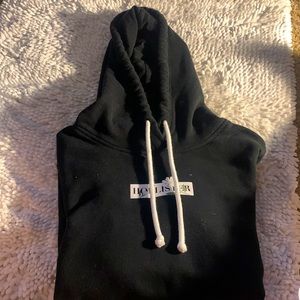 Hollister Size M black hoodie with white logos. Has gotten to small to wear